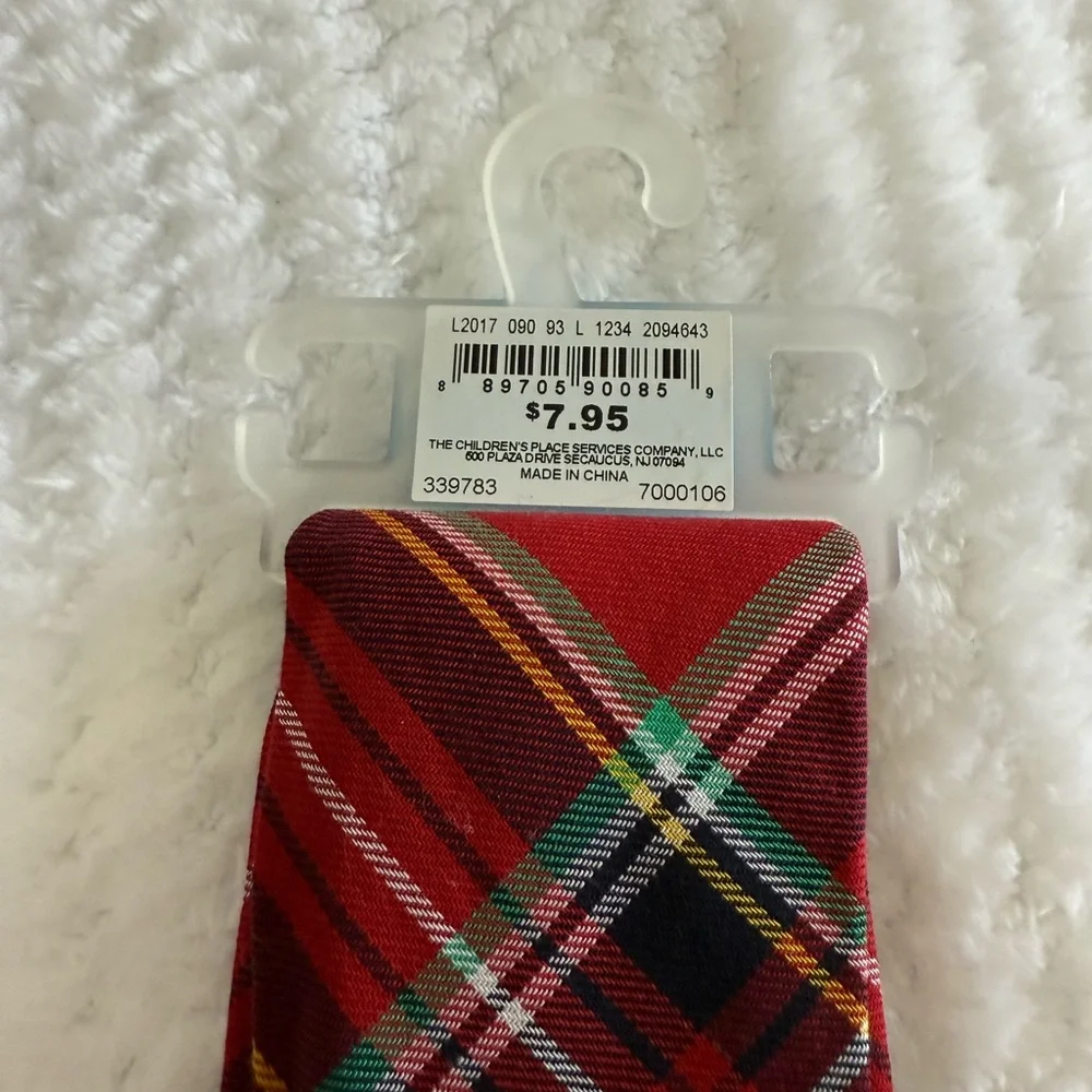 Children’s Place Boys Neck Tie Christmas Plaid Tartan NWT Size 8-14